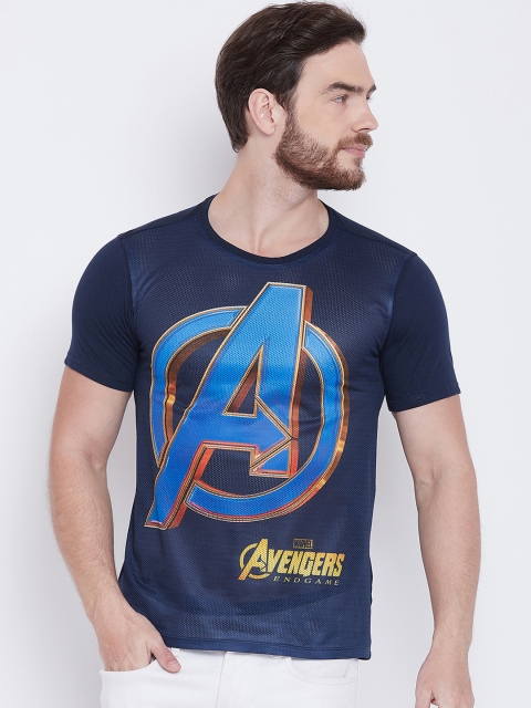 

Marvel by Wear Your Mind Men Navy Blue Printed Round Neck T-shirt