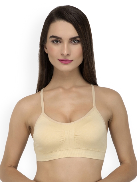 

Laceandme Beige Lace Detail Non-Wired Lightly Padded Bralette Bra 4382