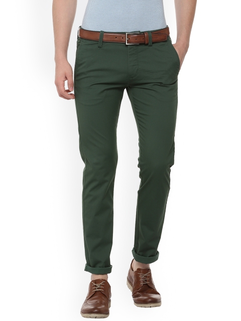 

Allen Solly Men Green Slim Fit Self Design Regular Trousers