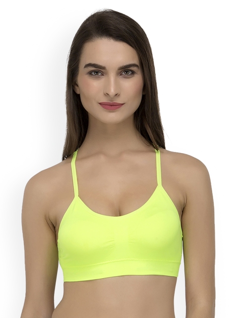 

Laceandme Fluorescent Green Lace Detail Non-Wired Lightly Padded Bralette Bra 4381