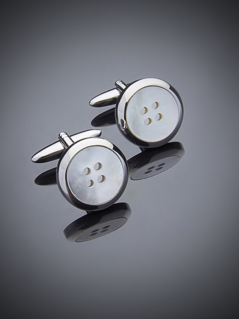

shaze Silver-Plated Geometric Cufflinks