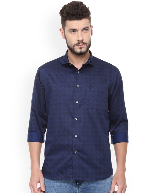 

Allen Solly Men Navy Blue Slim Fit Printed Casual Shirt