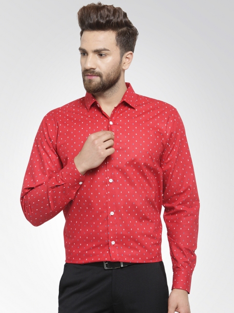 

JAINISH Men Red Classic Slim Fit Printed Formal Shirt