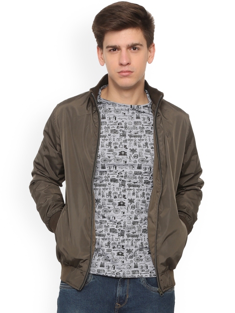 

Allen Solly Sport Men Olive Green Solid Bomber Jacket