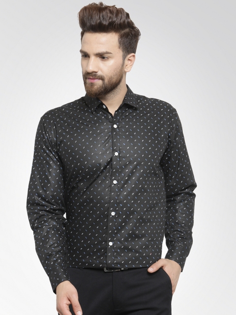 

JAINISH Men Black Classic Slim Fit Printed Formal Shirt