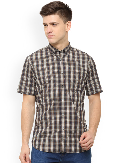 

Van Heusen Sport Men Brown & Beige Slim Fit Checked Casual Shirt