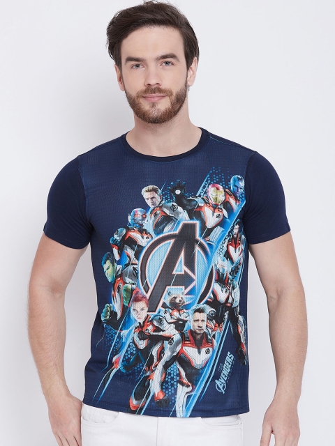 

Marvel by Wear Your Mind Men Navy Blue Printed Round Neck T-shirt