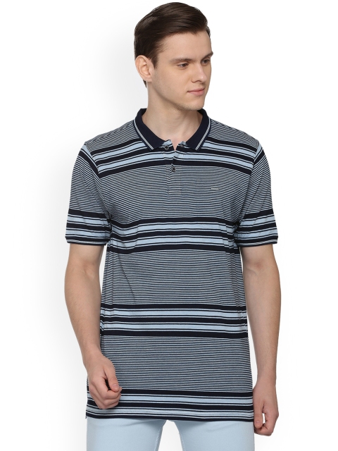 

Van Heusen Sport Men Blue Striped Polo Collar T-shirt
