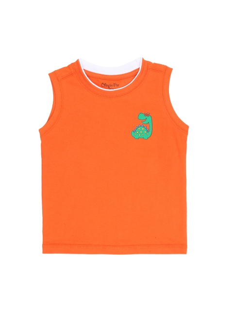 

Pantaloons Baby Boys Orange Solid Round Neck Pure Cotton T-shirt
