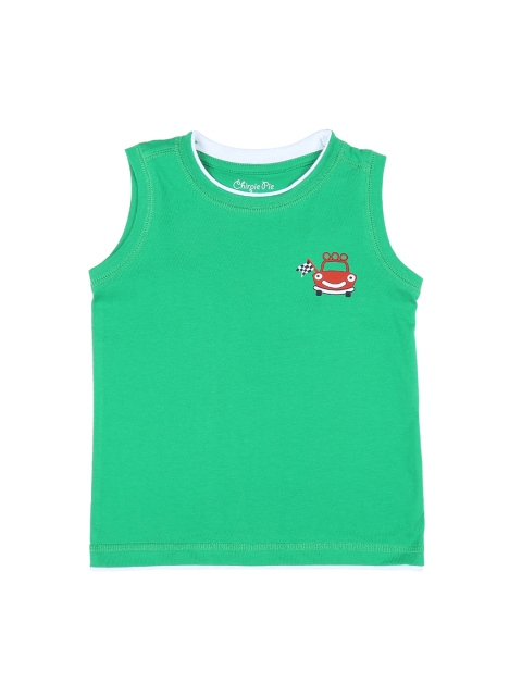 

Pantaloons Baby Boys Green Solid Round Neck T-shirt