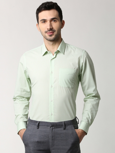 

Peter England Men Green Slim Fit Printed Formal Shirt