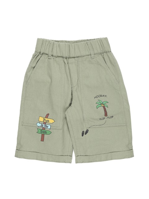 

Pantaloons Junior Boys Olive Green Printed Regular Fit Regular Shorts
