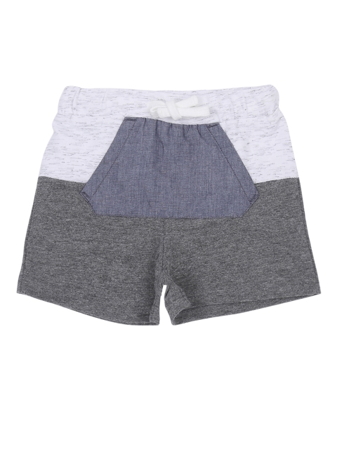 

Pantaloons Baby Boys Grey & White Colourblocked Regular Fit Regular Shorts