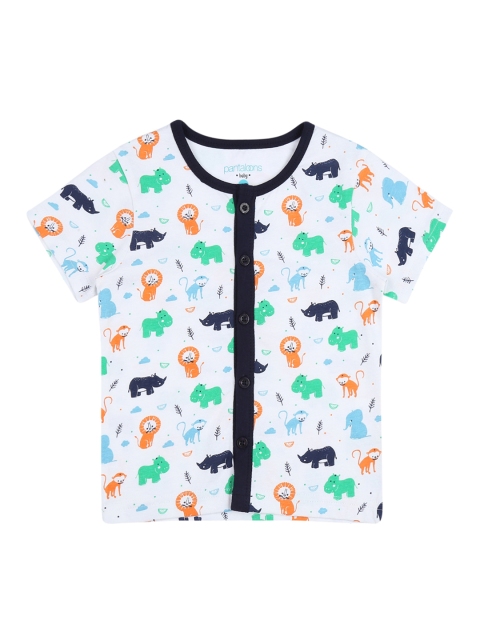 

Pantaloons Baby Boys Blue Printed Round Neck Pure Cotton T-shirt