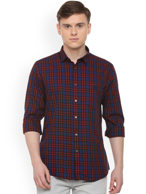 

Van Heusen Sport Men Navy Blue & Red Slim Fit Checked Casual Shirt