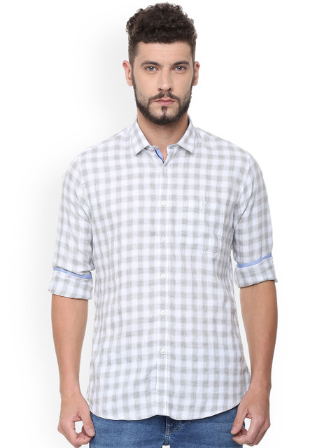 

Van Heusen Sport Men Grey & White Slim Fit Checked Casual Shirt