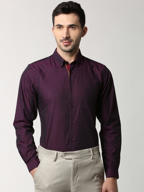 

Peter England Men Purple Slim Fit Self Design Formal Shirt