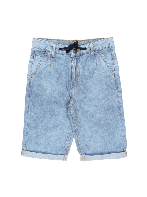 

Pantaloons Junior Boys Blue Washed Regular Fit Denim Shorts
