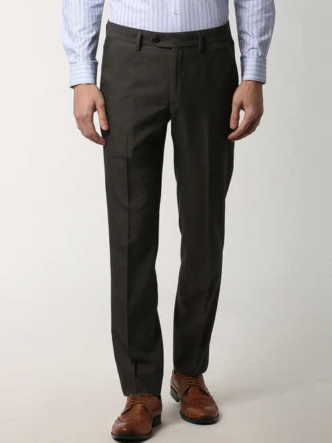 

Peter England Men Black Slim Fit Solid Formal Trousers
