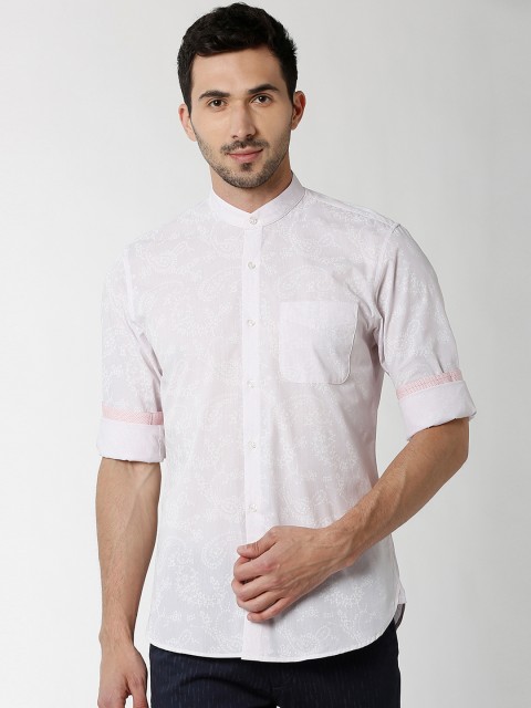 

Peter England Men White Slim Fit Printed Casual Shirt