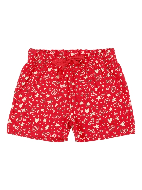 

Pantaloons Junior Girls Red Printed Regular Fit Regular Shorts