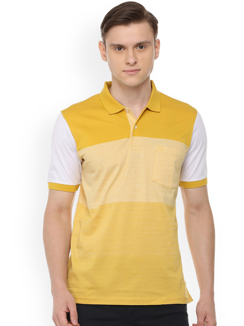 

Allen Solly Men Yellow Colourblocked Polo Collar T-shirt