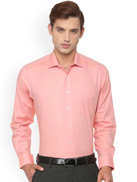

Van Heusen Men Peach-Coloured & Bronze-Toned Regular Fit Self Design Formal Shirt