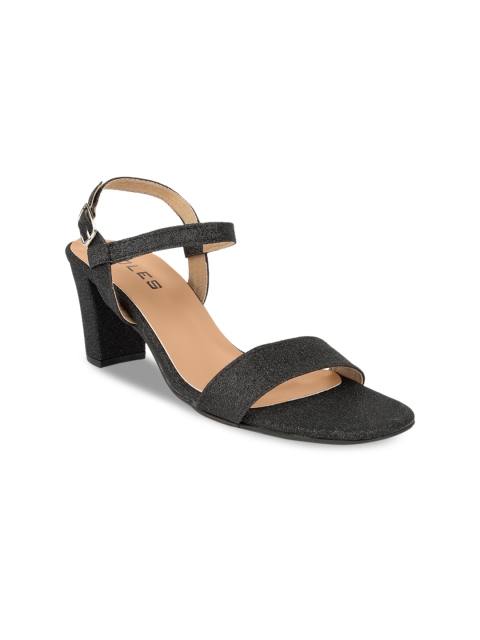 

SOLES Women Black Solid Sandals