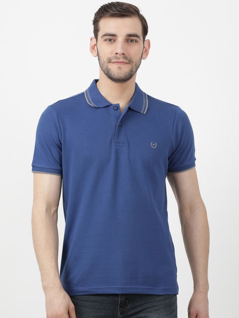 

Monte Carlo Men Blue Solid Polo Collar T-shirt