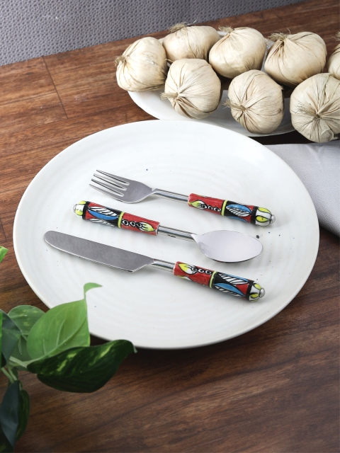 

VarEesha Multicoloured Printed Stainless Steel Set, Multi