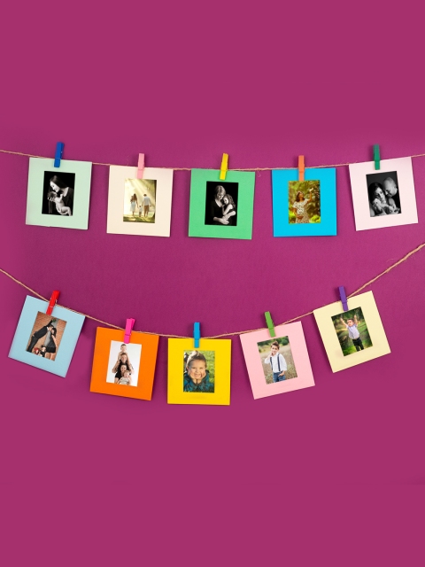 

Golden Peacock Set of 10 Cardboard Rectangular Photo Frame, Multi