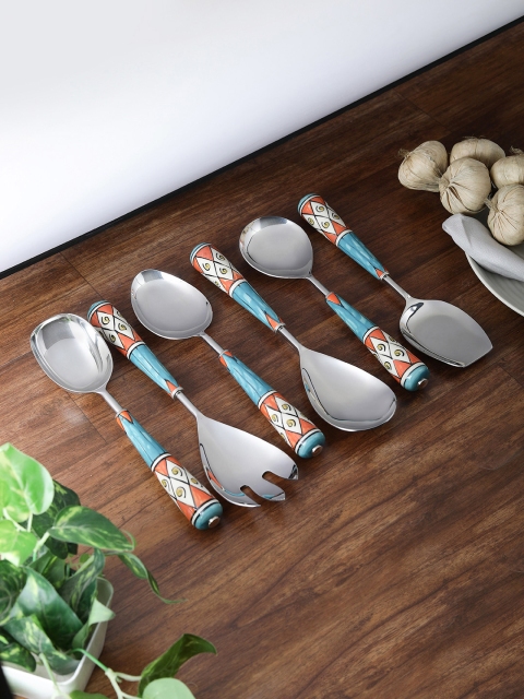 

VarEesha Set Of 6 Stainless Steel Hand-Painted Spoon Set, Multi