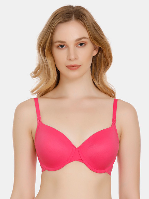 

Zivame Pink Solid Underwired Lightly Padded T-shirt Bra ZI1520
