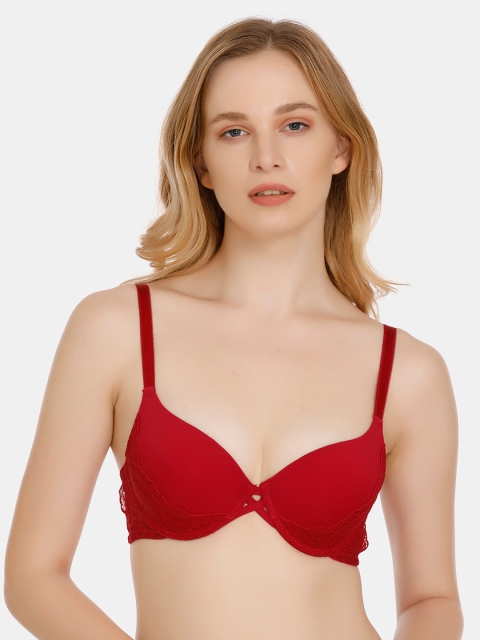 

Zivame Red Solid Underwired Lightly Padded Push-Up Bra ZI1425