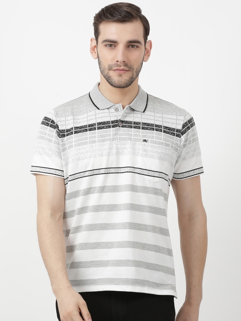 

Monte Carlo Men Grey Striped Polo Collar T-shirt