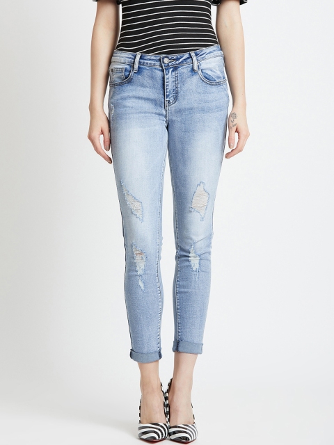 

COVER STORY Women Blue Skinny Fit Mid-Rise Mildly Distressed Stretchable Jeans