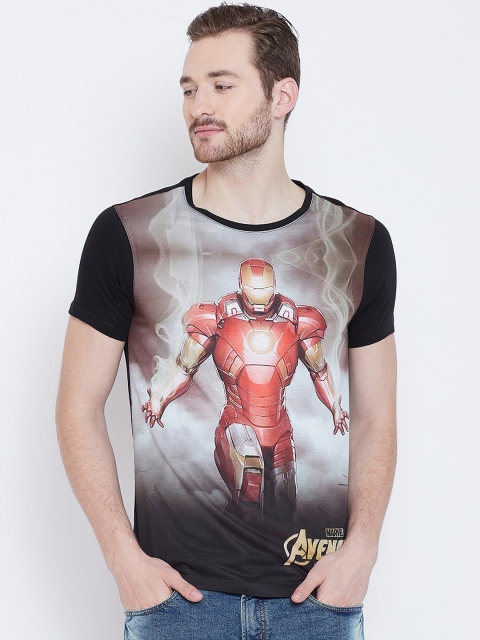 

Marvel by Wear Your Mind Men Grey & Black Printed Round Neck T-shirt