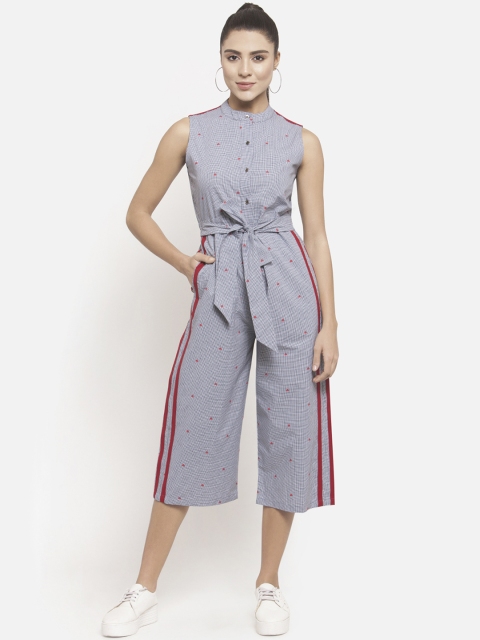 

Martini Blue & Red Checked Culotte Jumpsuit