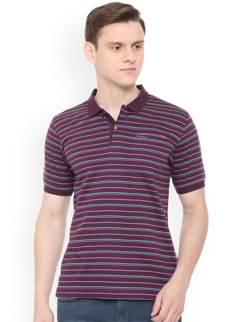 

Van Heusen Men Purple Striped Polo Collar T-shirt