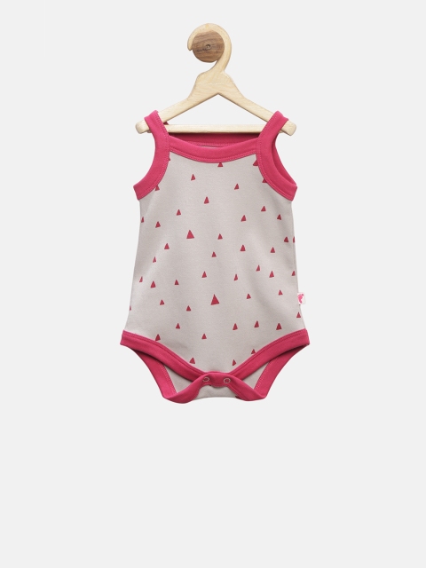 

First Kick Boys Grey & Pink Printed Romper