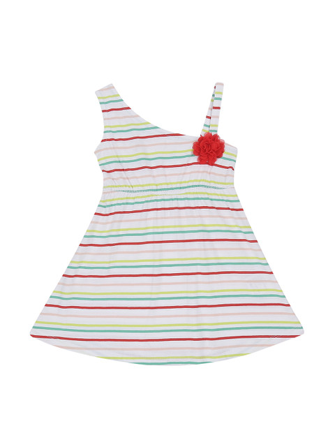

Pantaloons Baby Girls White Striped Fit and Flare Dress