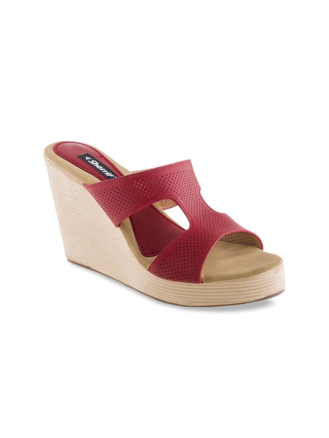 Sherrif Shoes Women Red Solid Heels