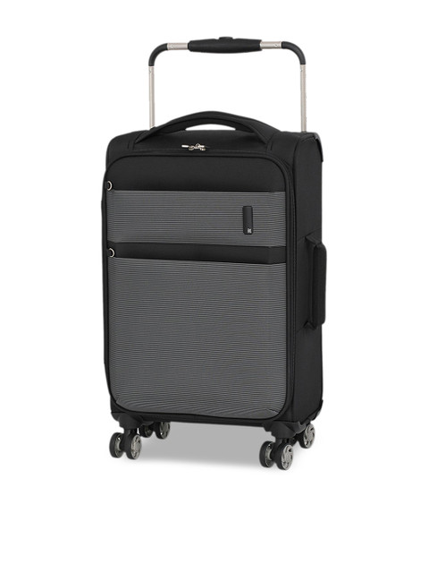 

IT Luggage Unisex Black Textured Soft-Sided Cabin Trolley Bag