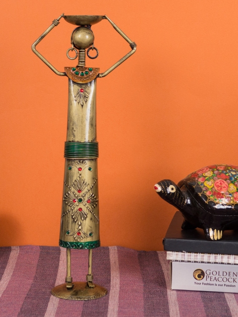 

Golden Peacock Gold-Toned Lady Farmer Showpiece