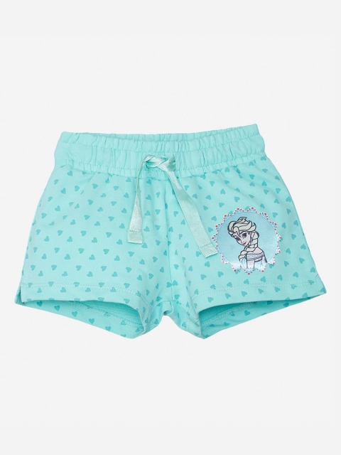

Kids Ville Girls Turquoise Blue Regular Fit Frozen Printed Shorts, Sea green