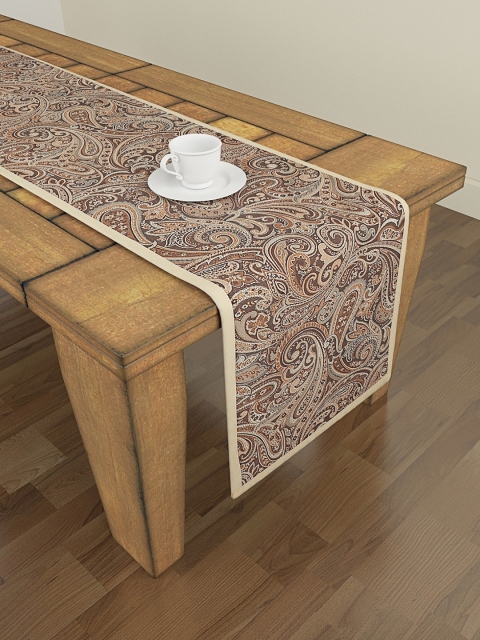 

S9home by Seasons 6 Seater Ethnic motifs Brown & Cream Table Runner