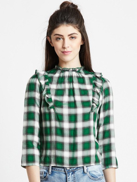 

COVER STORY Women Green Checked Top