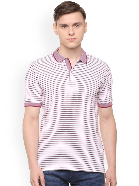 

Van Heusen Men Maroon Striped Polo Collar T-shirt
