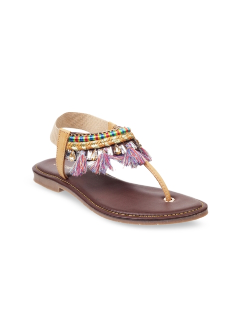 

SOLE HEAD Women Multicoloured Woven Design T-Strap Flats, Multi