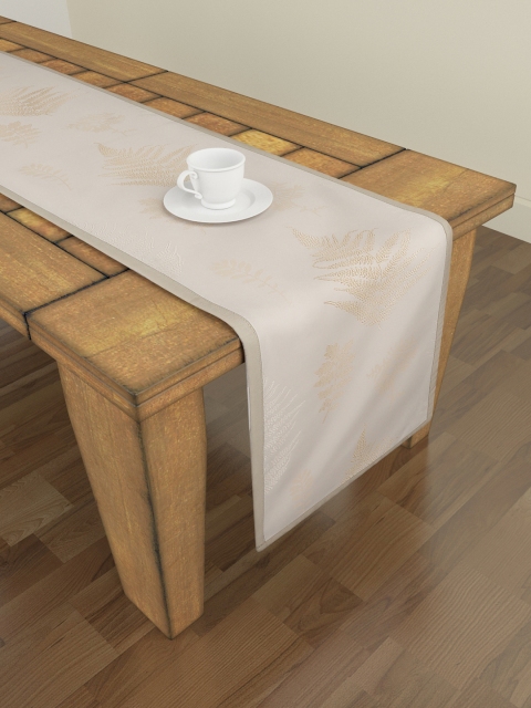

S9homebySeasons Beige Self Design 6 Seater Table Runner